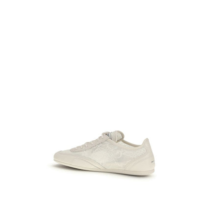 Beige Calf Leather Bos Taurus Athletic Sneakers