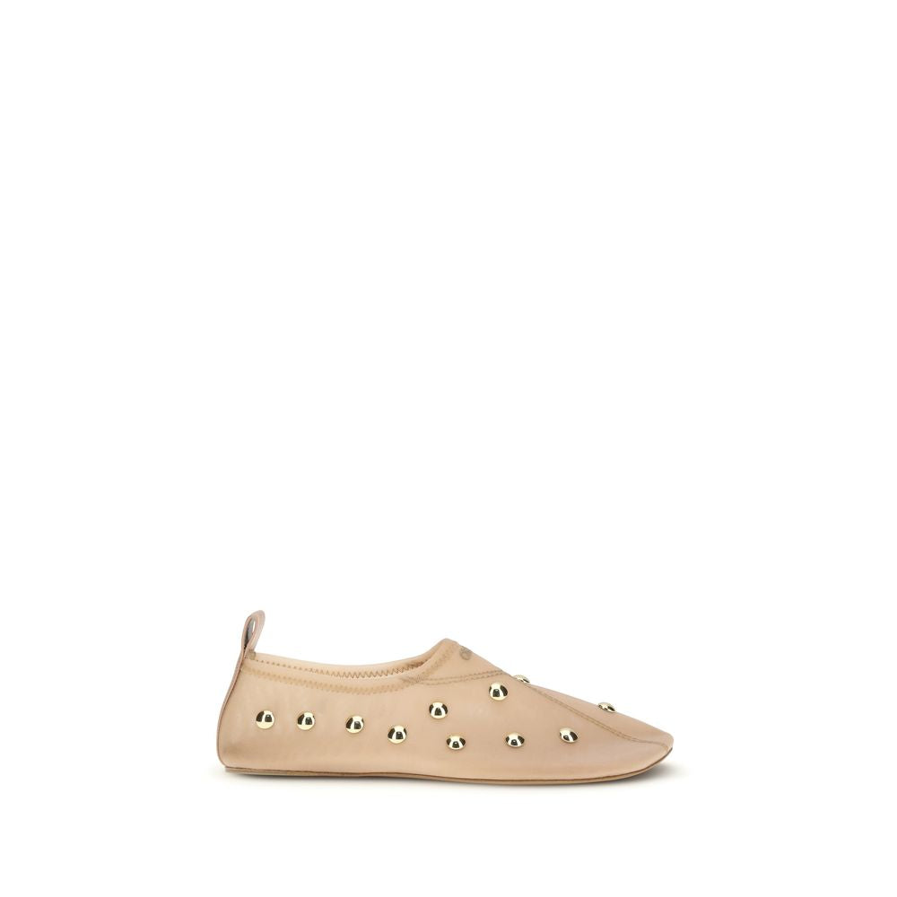 Chloé Rita Mesh Ballerina Flats with Gold Cabochon Studs