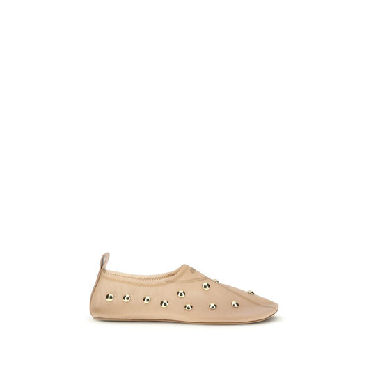Chloé Rita Mesh Ballerina Flats with Gold Cabochon Studs