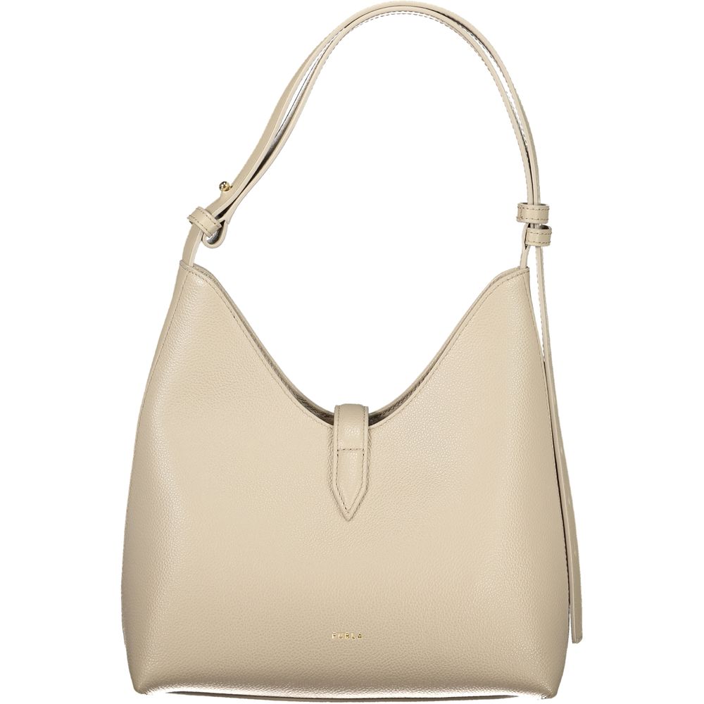 Beige Leather Women Handbag