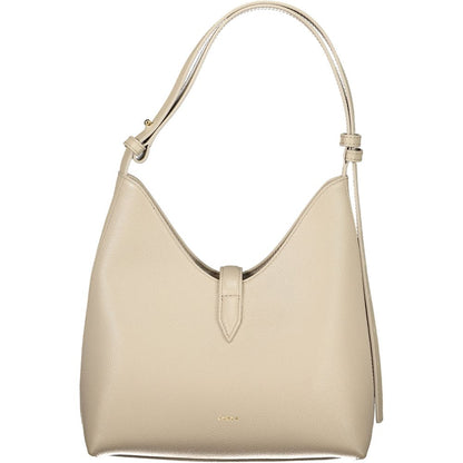Beige Leather Women Handbag