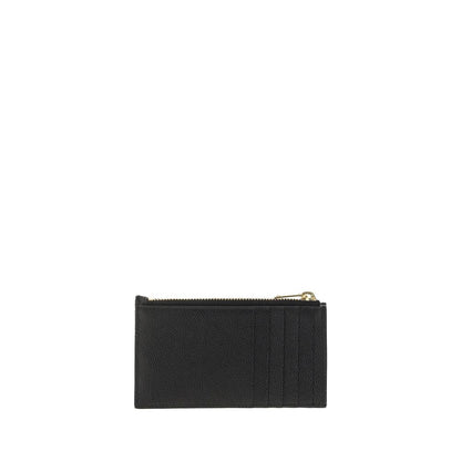 Saint Laurent Cassandre Fragments Zipped Card Case Black Smooth Leather