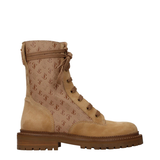 Jimmy Choo Cora Flat Caramel JC Monogram Combat Boots