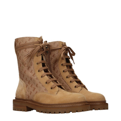 Jimmy Choo Cora Flat Caramel JC Monogram Combat Boots