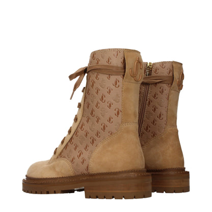 Jimmy Choo Cora Flat Caramel JC Monogram Combat Boots
