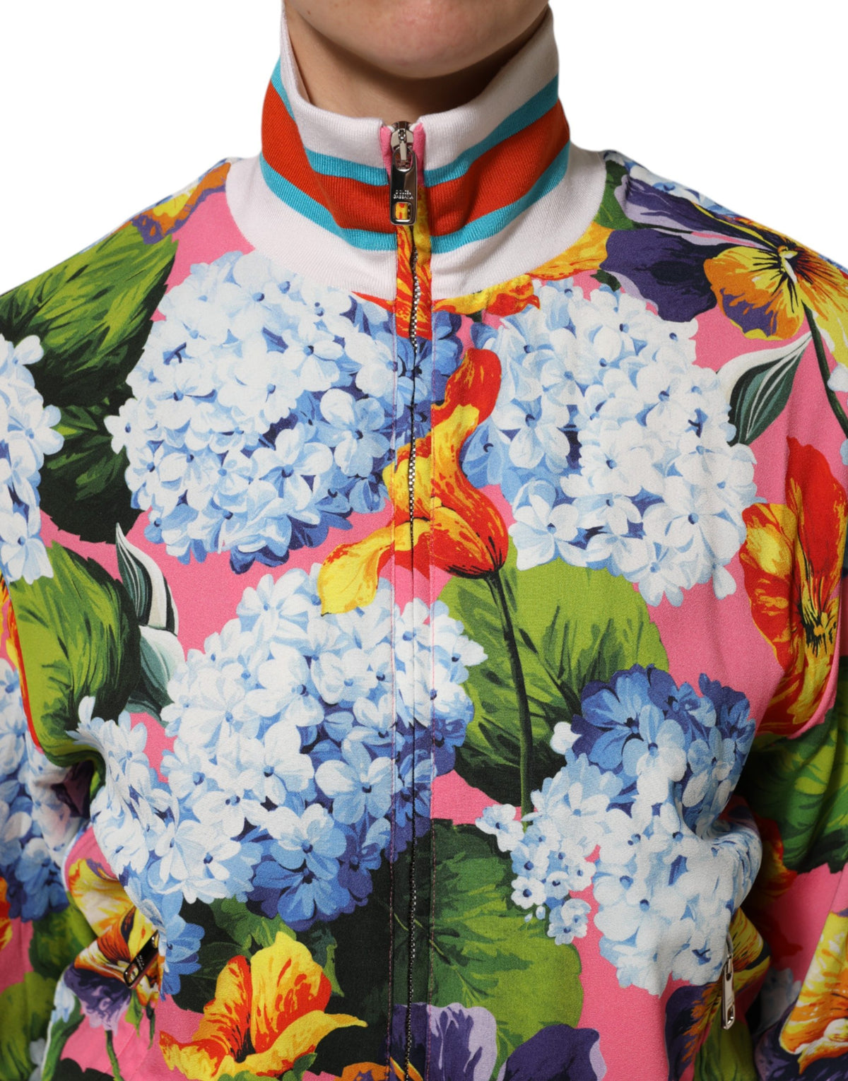 Dolce & Gabbana Multicolor Floral Print Zip Cardigan Jacket