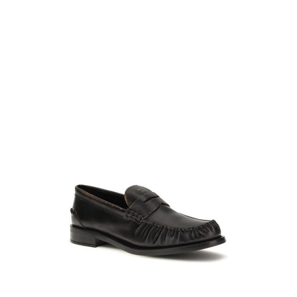Prada Vintage-Effect Black Leather Loafers