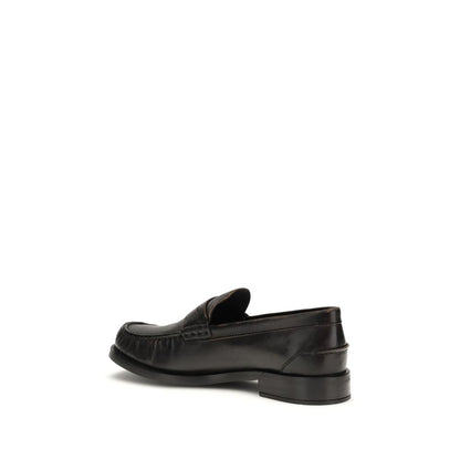Prada Vintage-Effect Black Leather Loafers