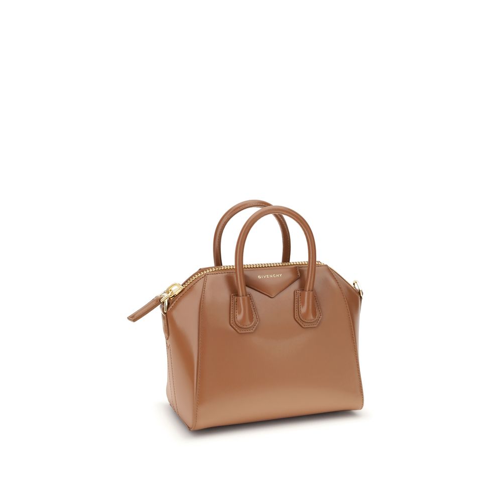 Mini Antigona Top Handle Bag in Box Leather