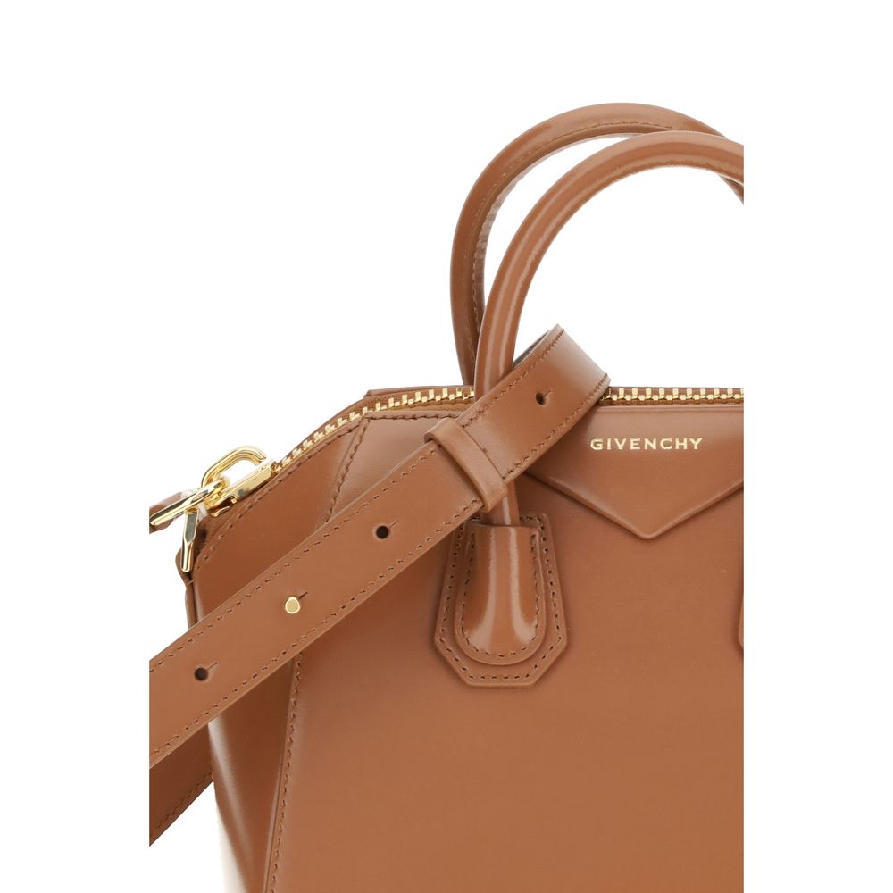 Mini Antigona Top Handle Bag in Box Leather