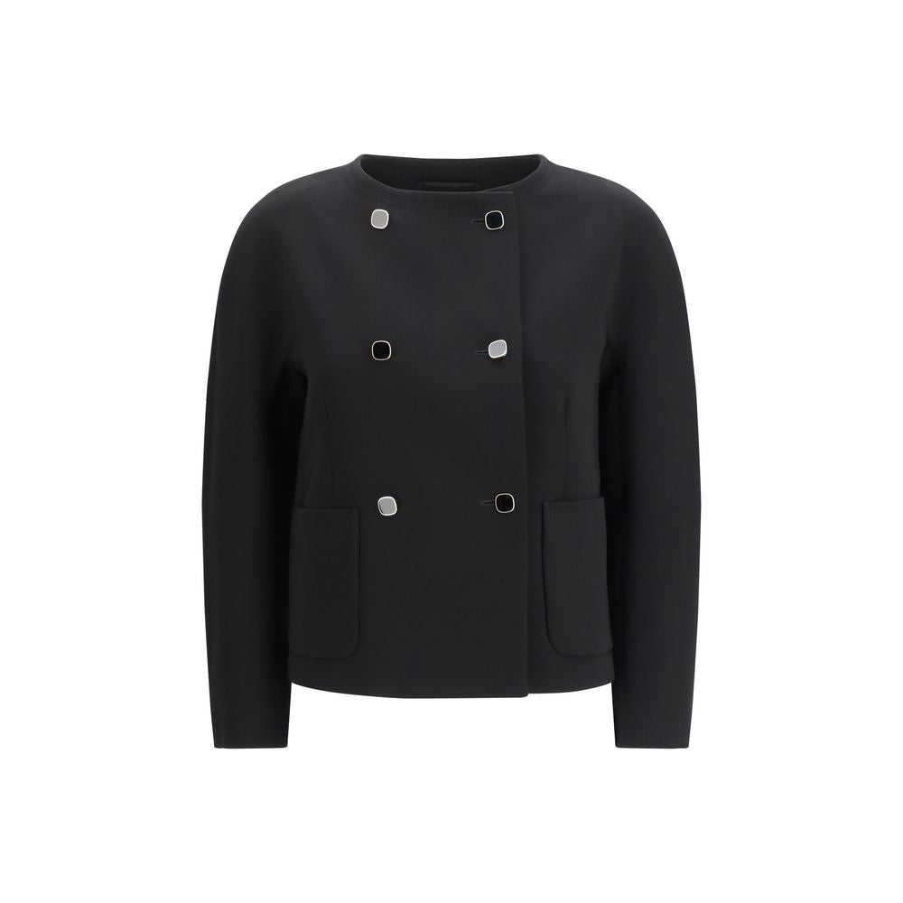 Max Mara Studio Black Boxy Cady Cropped Jacket