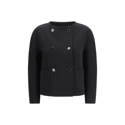 Max Mara Studio Black Boxy Cady Cropped Jacket