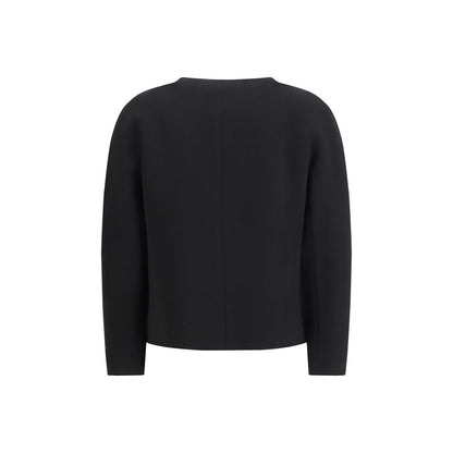 Max Mara Studio Black Boxy Cady Cropped Jacket