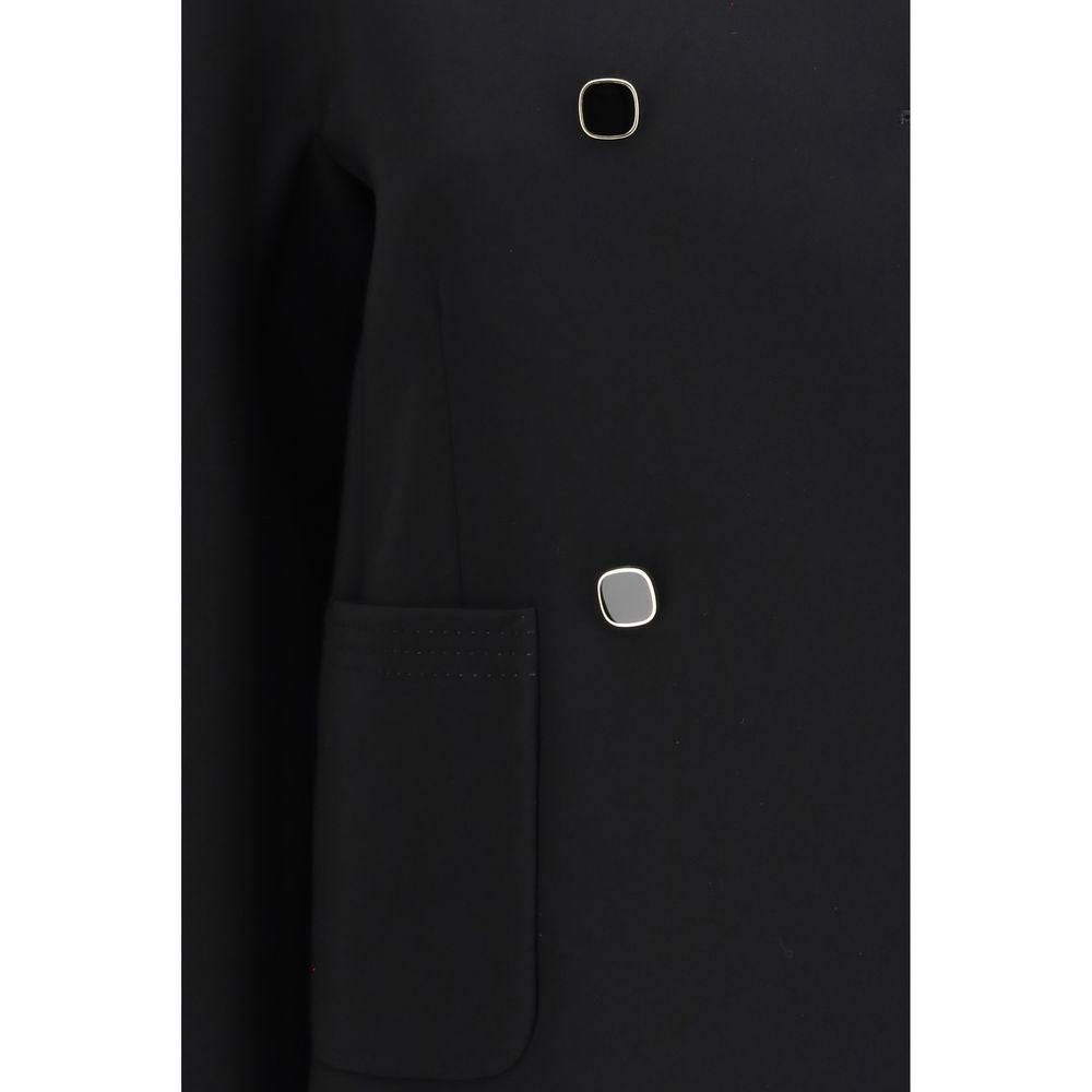 Max Mara Studio Black Boxy Cady Cropped Jacket