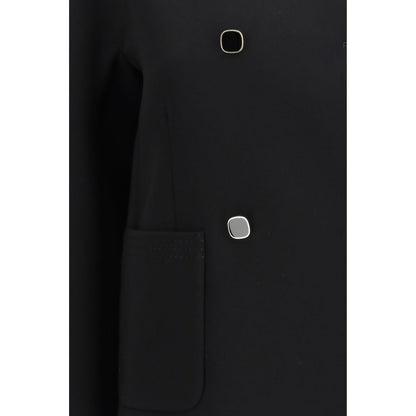 Max Mara Studio Black Boxy Cady Cropped Jacket