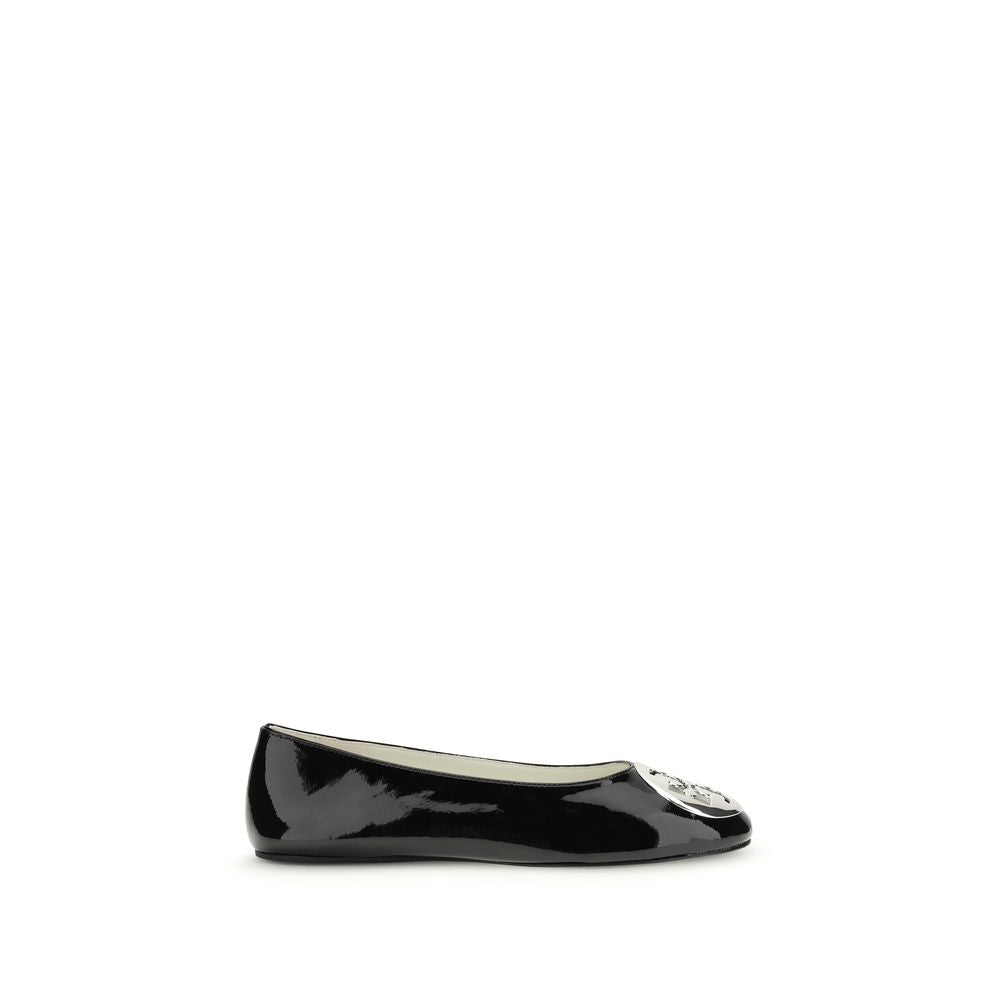 Tory Burch Reva Black Patent Leather Ballet Flats