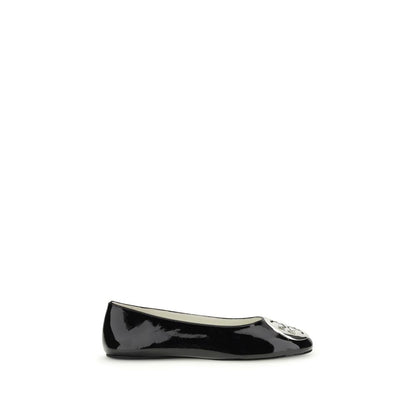 Tory Burch Reva Black Patent Leather Ballet Flats