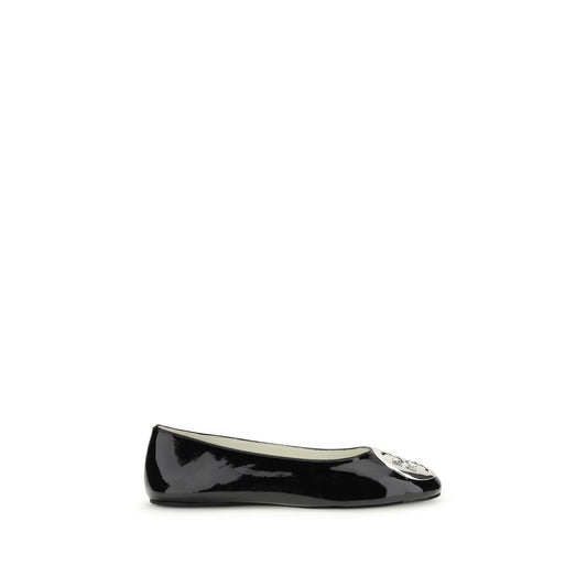 Tory Burch Reva Black Patent Leather Ballet Flats