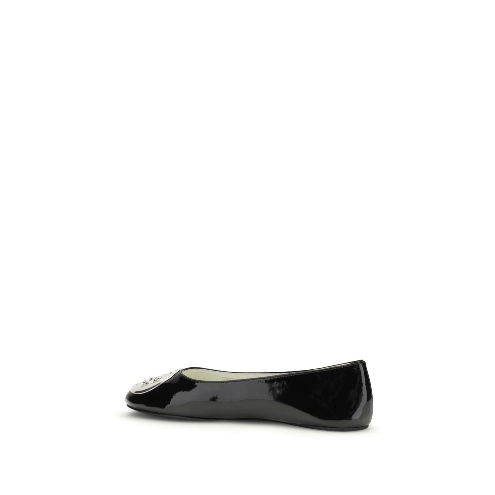 Tory Burch Reva Black Patent Leather Ballet Flats