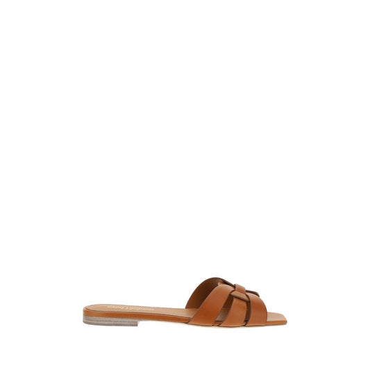 Brown Calf Leather Bos Taurus Flat Sandals