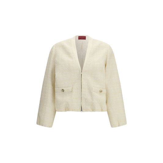 Gucci Beige Tonal Check Tweed Jacket