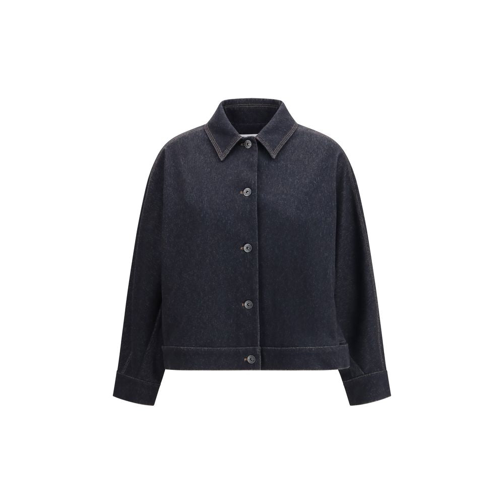 Max Mara Pure Blue Denim-Print Jersey Jacket