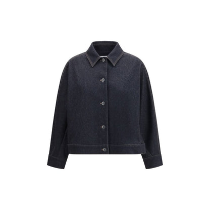 Max Mara Pure Blue Denim-Print Jersey Jacket