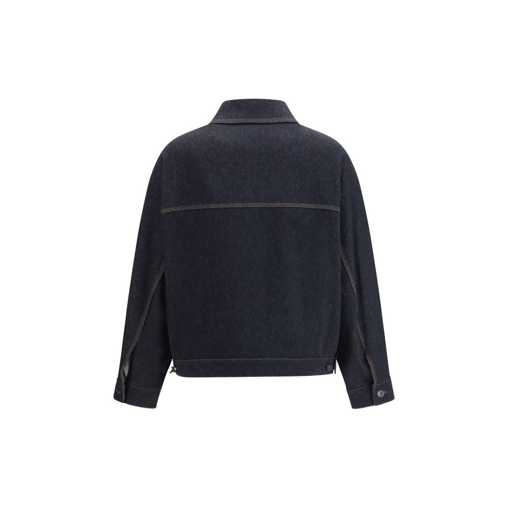 Max Mara Pure Blue Denim-Print Jersey Jacket