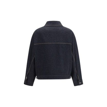 Max Mara Pure Blue Denim-Print Jersey Jacket