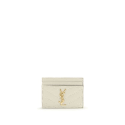 Saint Laurent Fragments Zipped Blanc Vintage Grain De Poudre Leather Card Holder