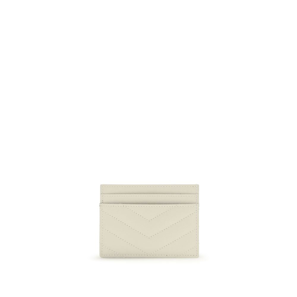 Saint Laurent Fragments Zipped Blanc Vintage Grain De Poudre Leather Card Holder
