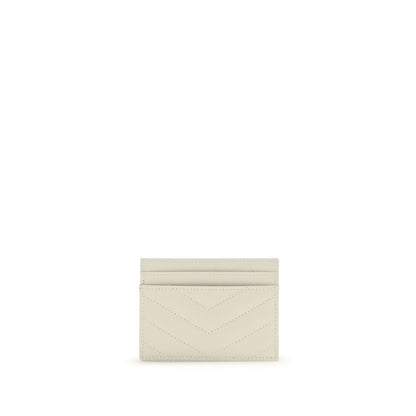 Saint Laurent Fragments Zipped Blanc Vintage Grain De Poudre Leather Card Holder