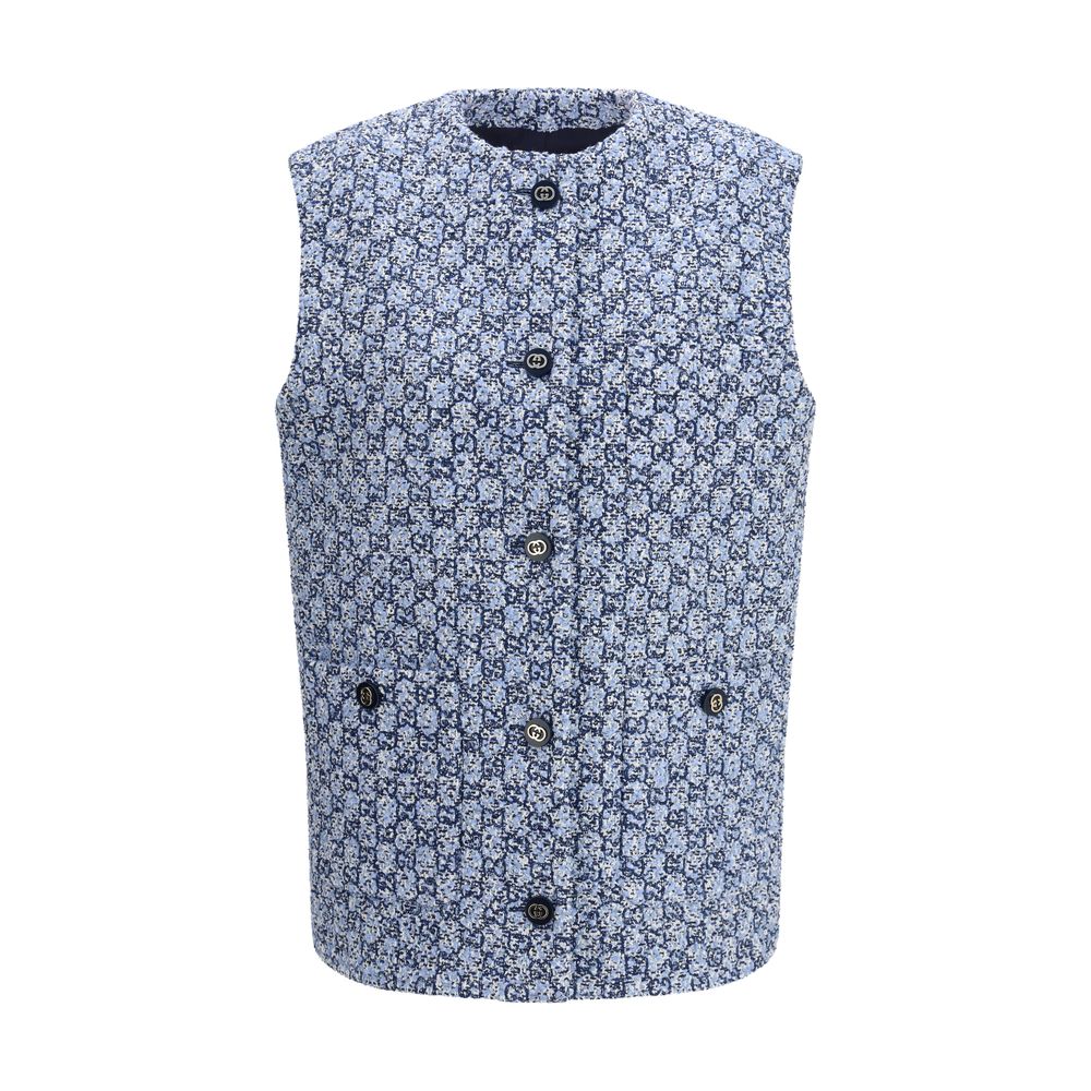 Gucci Blue GG Tweed Vest