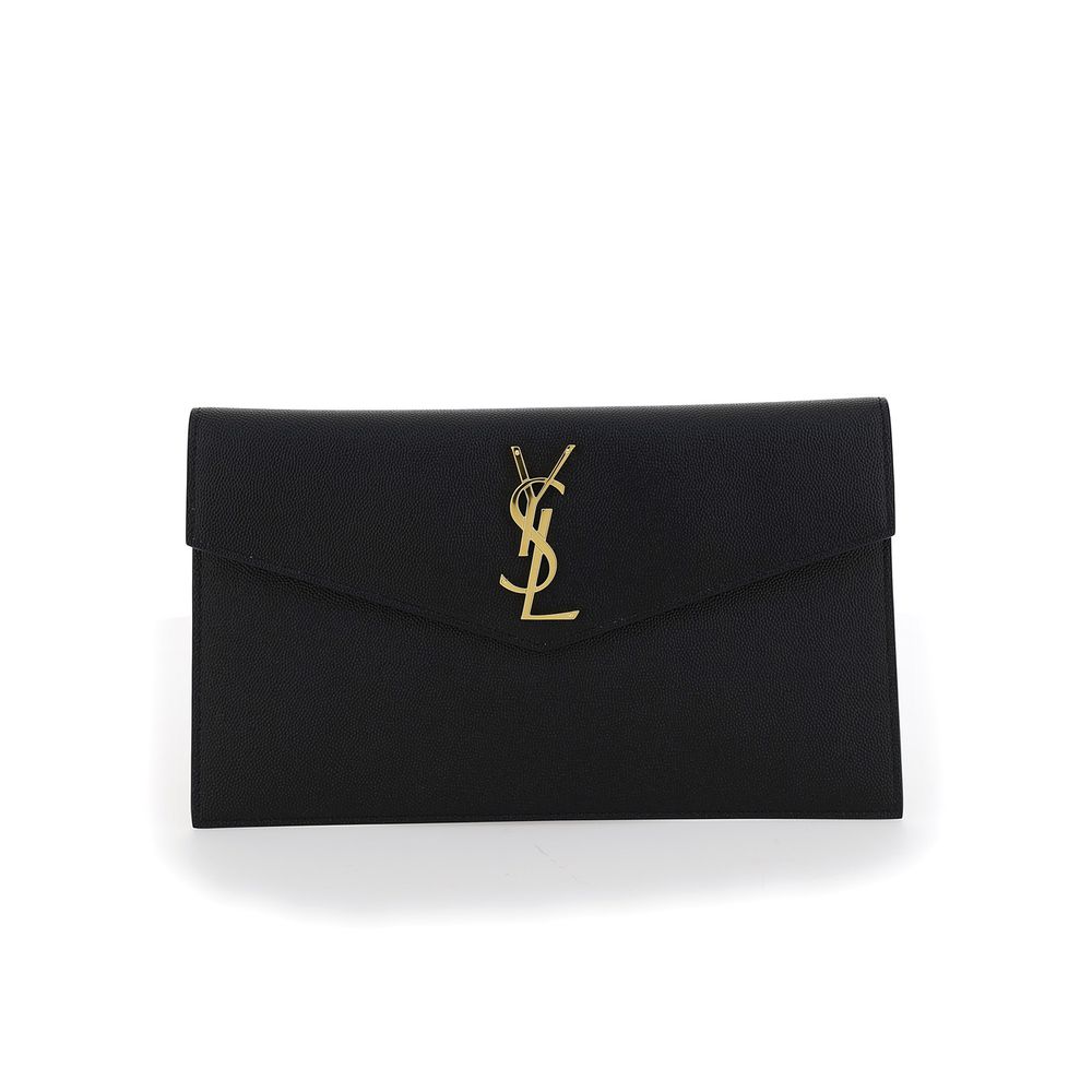 Saint Laurent Uptown Pouch Black Grain de Poudre Embossed Leather