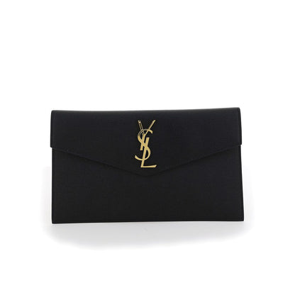Saint Laurent Uptown Pouch Black Grain de Poudre Embossed Leather