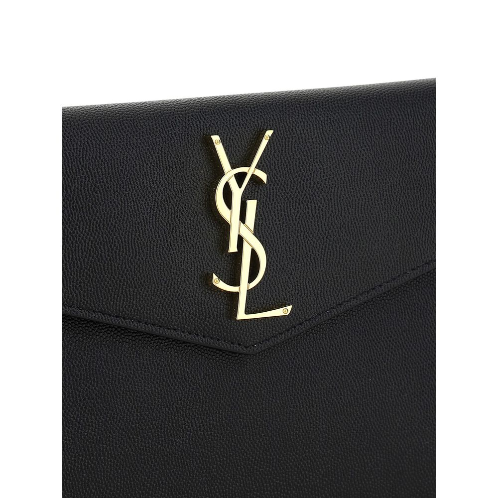 Saint Laurent Uptown Pouch Black Grain de Poudre Embossed Leather