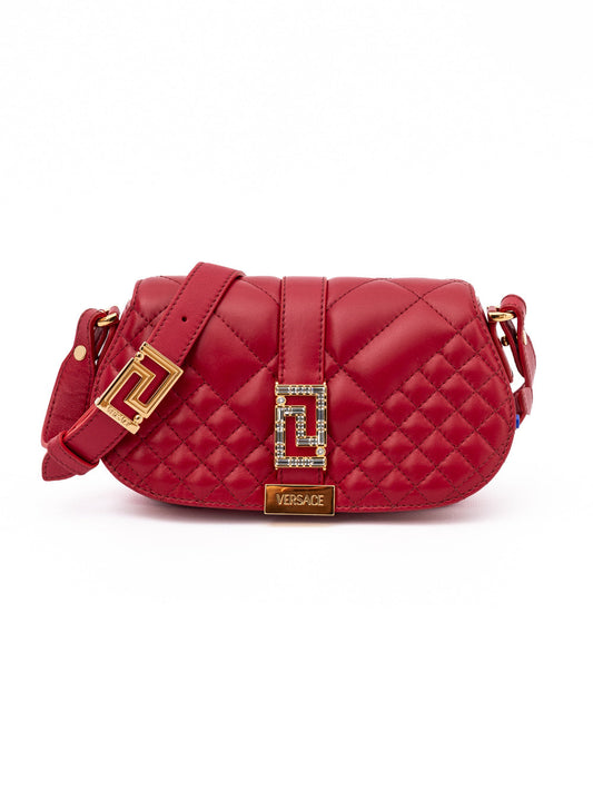 Versace Medusa Red Quilted Lambskin Shoulder Bag