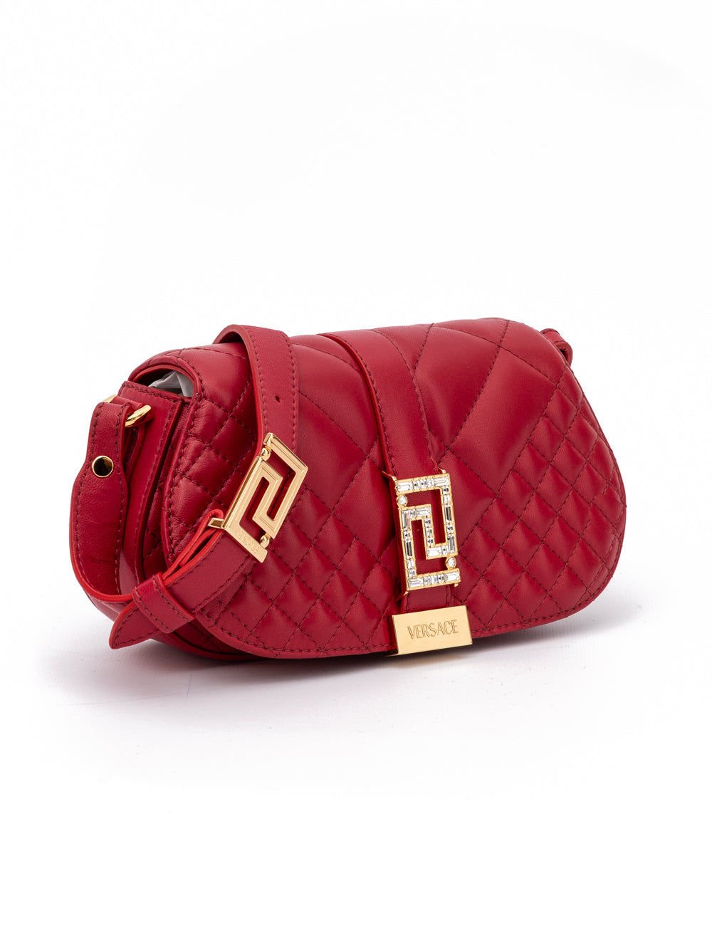 Versace Medusa Red Quilted Lambskin Shoulder Bag