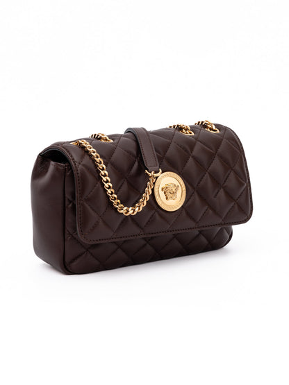 Versace Medusa Quilted Leather Chain Shoulder Bag Brown