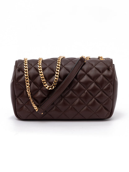 Versace Medusa Quilted Leather Chain Shoulder Bag Brown