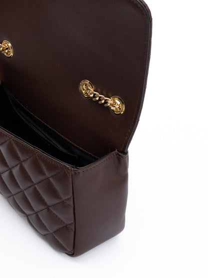 Versace Medusa Quilted Leather Chain Shoulder Bag Brown