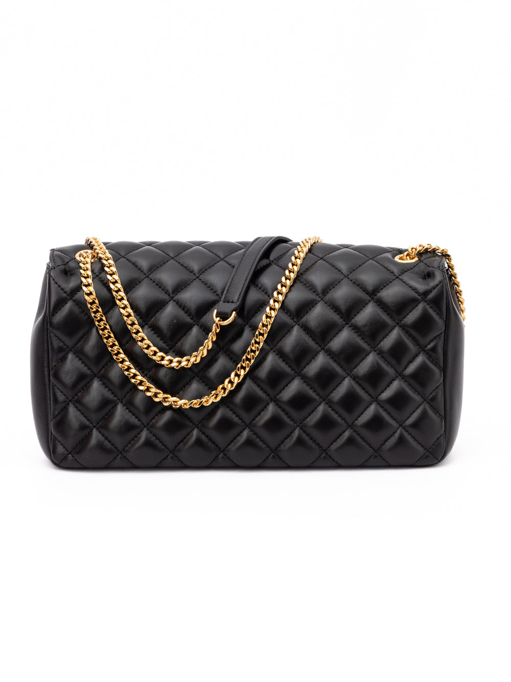 Versace Greca Goddess Quilted Black Lambskin Shoulder Bag
