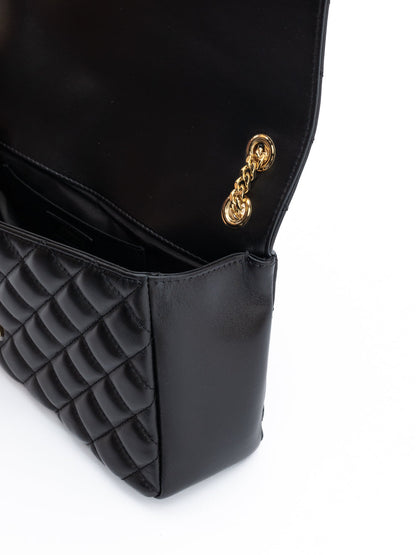 Versace Greca Goddess Quilted Black Lambskin Shoulder Bag