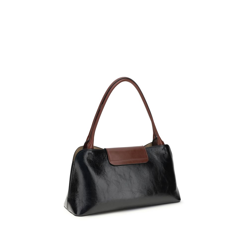 Versace Vivian Medium Black Calf Leather Shoulder Bag