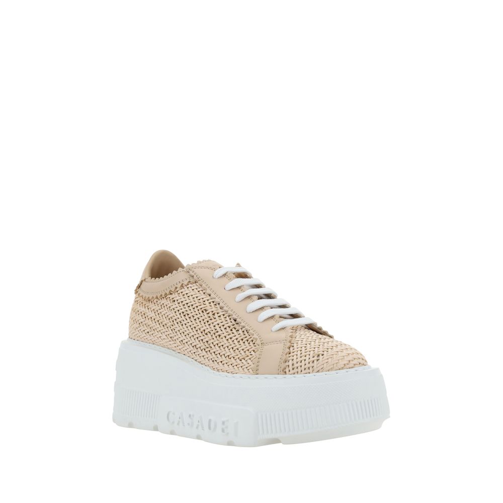 Casadei Nexus Beige Woven Platform Sneakers