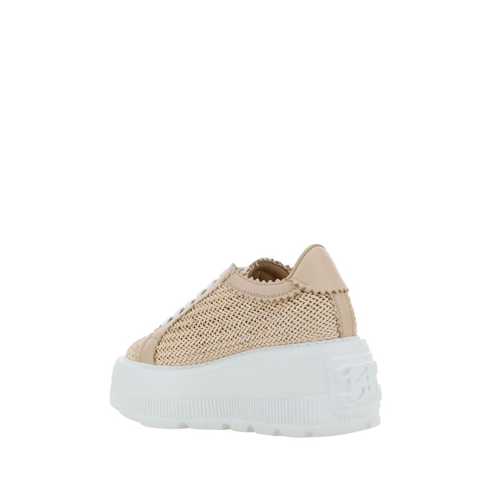 Casadei Nexus Beige Woven Platform Sneakers