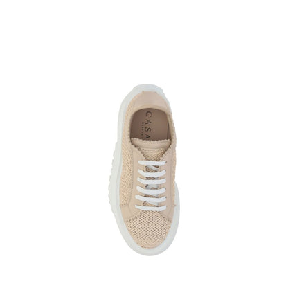 Casadei Nexus Beige Woven Platform Sneakers