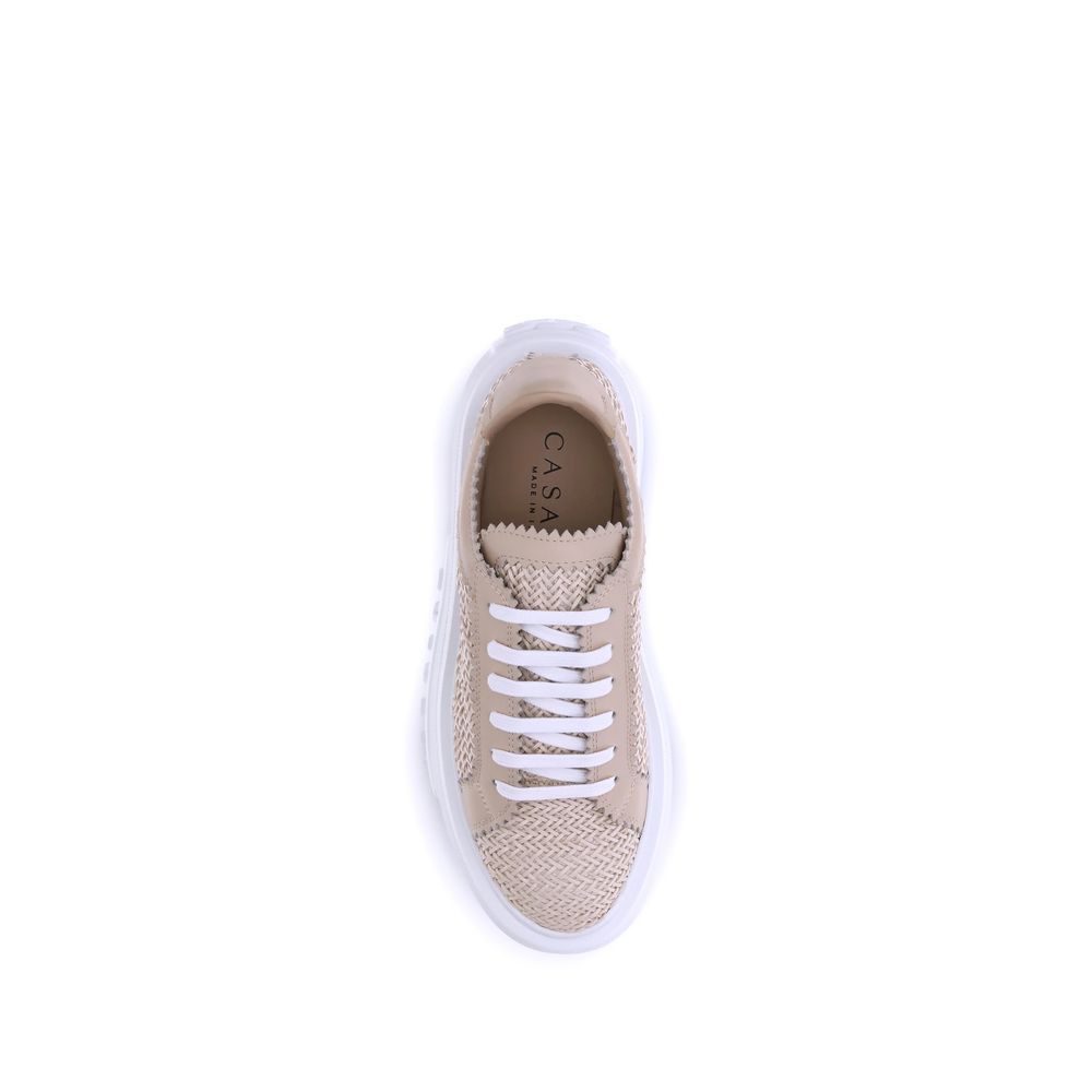 Casadei Nexus Beige Woven Platform Sneakers