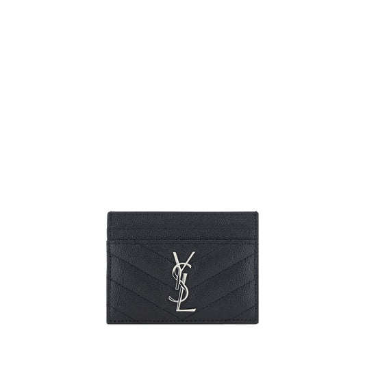 Saint Laurent Matelassé Black Leather Card Holder
