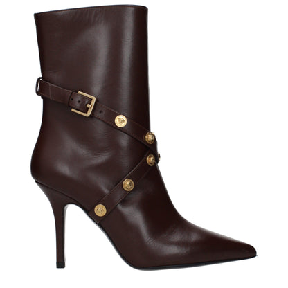 Versace Medusa Biggie Chocolate Leather Ankle Boots